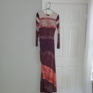 Chic Long Sleeve Tie-Dye Dress